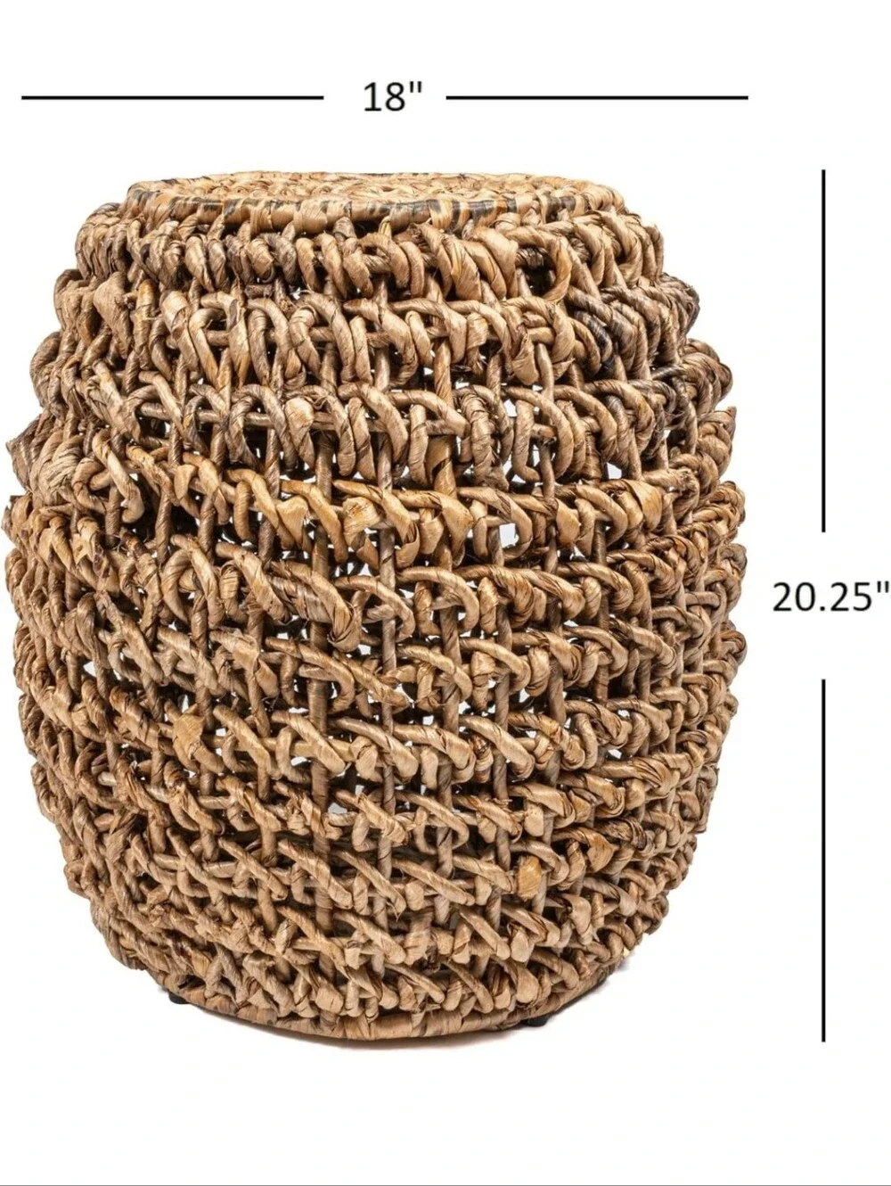 Sage Natural Brown Woven Abaca Drum Stool